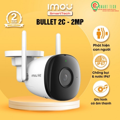 Camera IMOU IPC-F22P (Thân Wifi 2MP, góc rộng, liền mic thu âm)